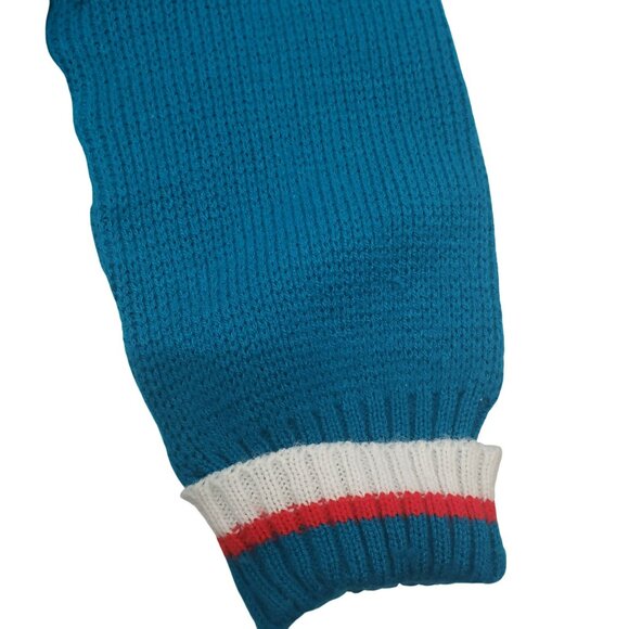 Vintage Toddler Baby Teal Knit Football Knit Sweater Pants Beanie Hat 70s Retro - Picture 5 of 15